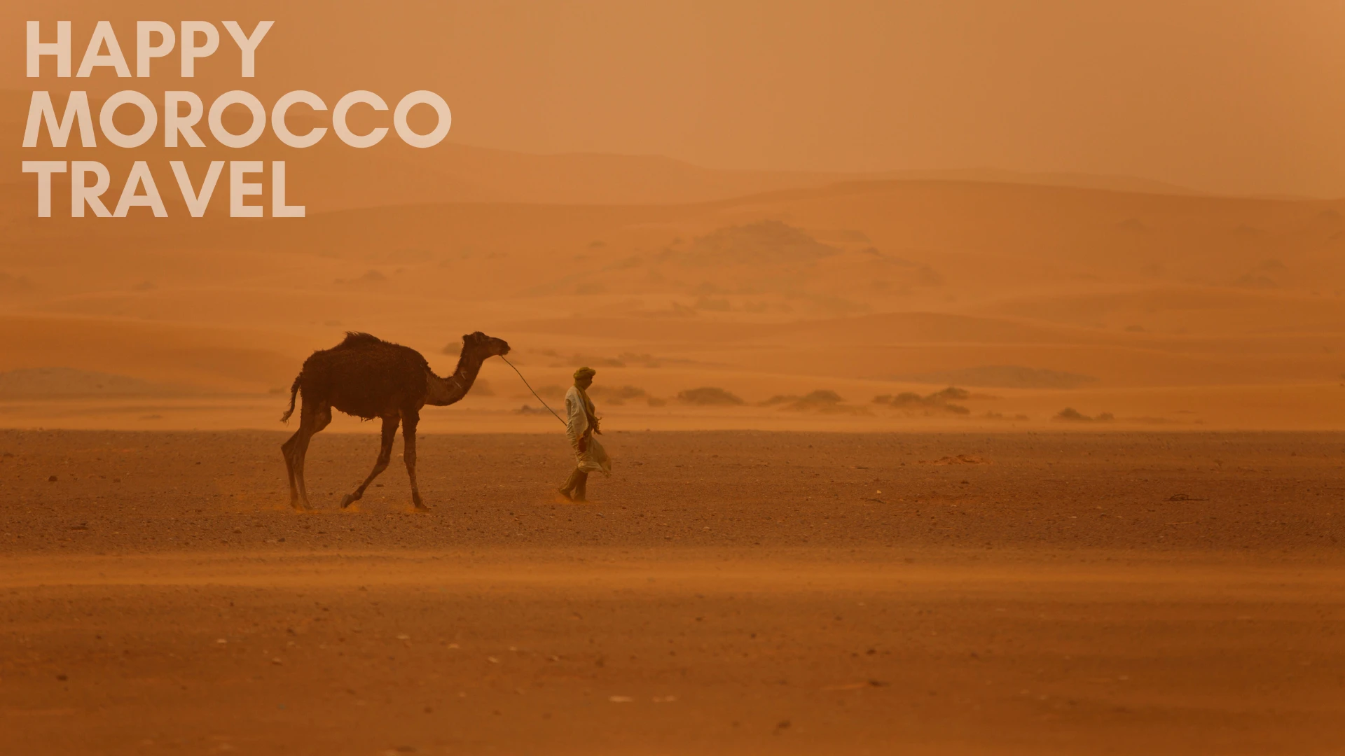 a Sand storm in Morocco Sahara Desert