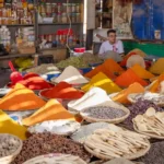 The authentic shop selling spices in Moroccan souk of Rissani