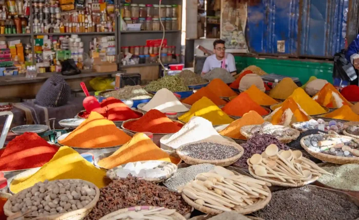 The-authentic-shop-selling-spices-in-Moroccan-souk-of-Rissani The authentic shop selling spices in Moroccan souk of Rissani